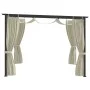 Pavillon mit cremefarbenen Stahlvorhängen 3x3 m von vidaXL, Zelte und Pavillons - Ref: Foro24-48050, Preis: 348,48 €, Rabatt: %