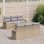 Conjunto de sofá de jardín con cojín 7 pcs Beige y Gris Claro