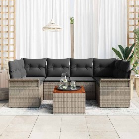 Conjunto de sofá de jardín con cojín 7 pcs Gris 55 x 55 x 37 cm