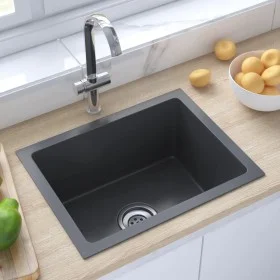 Handgefertigtes Waschbecken aus schwarzem Edelstahl von vidaXL, Sinkt - Ref: Foro24-51507, Preis: 79,50 €, Rabatt: %