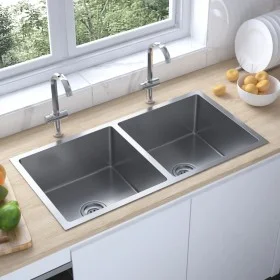 Handgefertigte Küchenspüle aus Edelstahl von vidaXL, Sinkt - Ref: Foro24-51522, Preis: 135,91 €, Rabatt: %