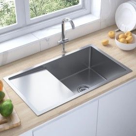 Fregadero de cocina hecho a mano de acero inoxidab