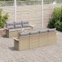 Conjunto de sofá de jardín con cojín 8 pcs Beige y Gris Claro