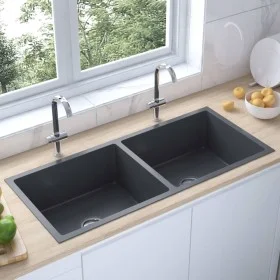 Handgefertigtes Waschbecken aus schwarzem Edelstahl von vidaXL, Sinkt - Ref: Foro24-51525, Preis: 171,46 €, Rabatt: %