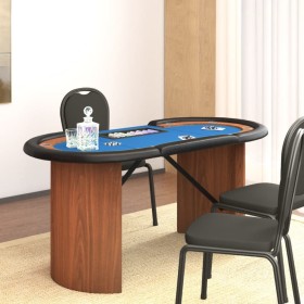 Mesa de póquer 10 jugadores bandeja fichas azul 160x80x75 cm