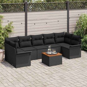 Conjunto de sofá de jardín con cojín Manual 8 pcs Negro en Sofás de exterior | Comprar online en Foro24