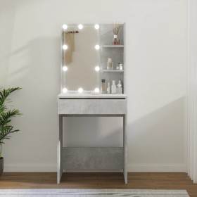 Betongrauer LED-Schminktisch 60x40x140 cm von vidaXL, Schlafzimmerkommoden - Ref: Foro24-808832, Preis: 100,95 €, Rabatt: %