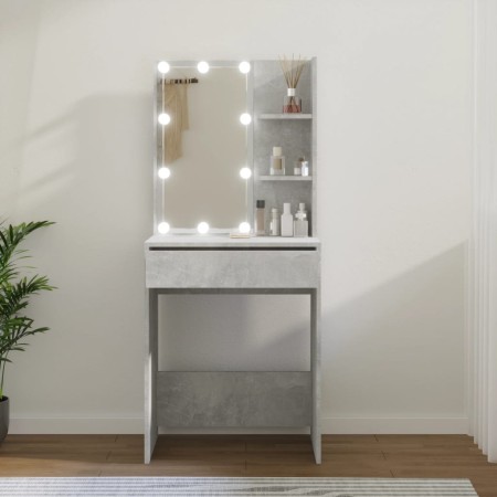 Tocador con LED color gris hormigón 60x40x140 cm de vidaXL, Tocadores para dormitorios - Ref: Foro24-808832, Precio: 103,84 €...