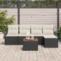 Conjunto de sofá de jardín con cojín 6 pcs Negro y crema