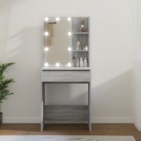 Schminktisch mit LED in Sonoma Grau Farbe 60x40x140 cm von vidaXL, Schlafzimmerkommoden - Ref: Foro24-820443, Preis: 112,30 €...