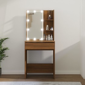 Eichenbrauner LED-Schminktisch 60x40x140 cm von vidaXL, Schlafzimmerkommoden - Ref: Foro24-820444, Preis: 101,01 €, Rabatt: %