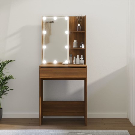 Eichenbrauner LED-Schminktisch 60x40x140 cm von vidaXL, Schlafzimmerkommoden - Ref: Foro24-820444, Preis: 101,01 €, Rabatt: %