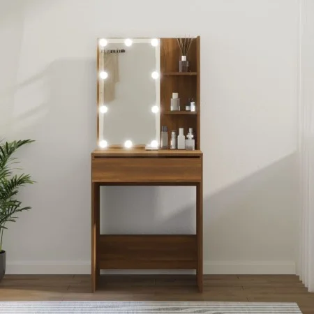 Oak brown LED dressing table 60x40x140 cm by vidaXL, Bedroom Dressers - Ref: Foro24-820444, Price: 99,46 €, Discount: %