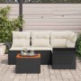 Conjunto de sofá de jardín 5 pcs Negro y crema 55 x 55 x 37 cm