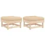 Taburetes de jardín con cojines 2 uds madera maciza de pino de vidaXL, Sofás modulares de exterior - Ref: Foro24-825464, Prec...