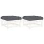 Taburetes de jardín con cojines 2 uds madera maciza pino blanco by vidaXL, Modular outdoor sofas - Ref: Foro24-825465, Price:...