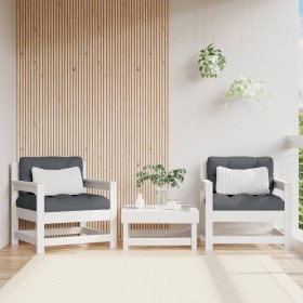 Sillones de jardín con cojines 2 uds madera maciza pino blanco