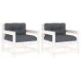 Garden armchairs with cushions 2 pcs solid white pine wood by vidaXL, Modular outdoor sofas - Ref: Foro24-825563, Price: 215,...