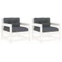 Garden armchairs with cushions 2 pcs solid white pine wood by vidaXL, Modular outdoor sofas - Ref: Foro24-825563, Price: 212,...