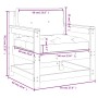 Gartensessel mit Kissen 2 Stück aus massivem weißem Kiefernholz von vidaXL, Modulare Sofas für den Außenbereich - Ref: Foro24...