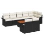 Conjunto de sofá de jardín 9 pcs Negro y crema 55 x 55 x 37 cm