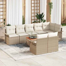 Conjunto de sofá de jardín 9 pcs Beige y Crema 55 x 55 x 37 cm