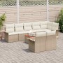 Conjunto de sofá de jardín 9 pcs Beige y Crema 55 x 55 x 37 cm