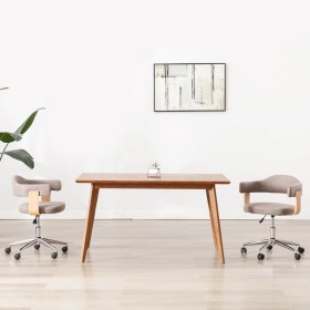Swivel dining chairs 2 pcs curved wood gray taupe fabric by vidaXL, dining chairs - Ref: Foro24-3054905, Price: 301,11 €, Dis...