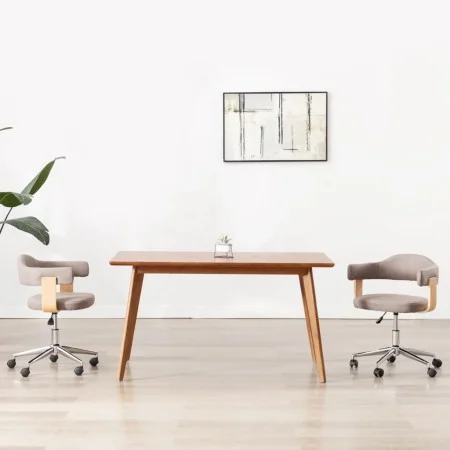 Swivel dining chairs 2 pcs curved wood gray taupe fabric by vidaXL, dining chairs - Ref: Foro24-3054905, Price: 295,32 €, Dis...