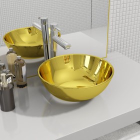 Golden ceramic washbasin 28x10 cm by vidaXL, Sinks - Ref: Foro24-143490, Price: 71,39 €, Discount: %