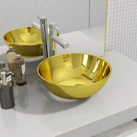 Golden ceramic washbasin 28x10 cm by vidaXL, Sinks - Ref: Foro24-143490, Price: 65,46 €, Discount: %