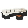 Conjunto de sofá de jardín con cojín 8 pcs Negro y crema