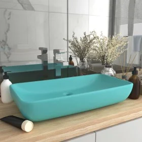 Luxury rectangular matte light green ceramic washbasin 71x38 cm by vidaXL, Sinks - Ref: Foro24-146958, Price: 71,73 €, Discou...