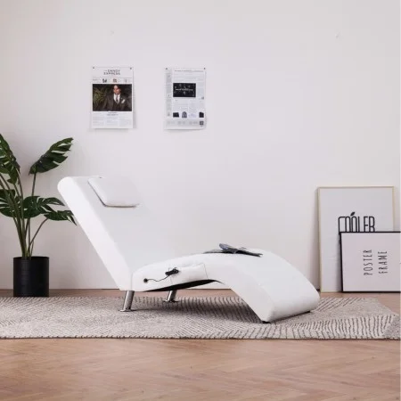 Diván de masaje con almohada de cuero sintético blanco de vidaXL, Divanes - Ref: Foro24-281285, Precio: 249,04 €, Descuento: %