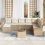 Conjunto de sofá de jardín con cojín 9 pcs Beige y Crema