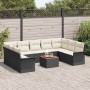 Conjunto de sofá de jardín 10 pcs Negro y crema 55 x 55 x 37 cm