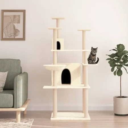 Cat scratching post with cream sisal posts 166 cm by vidaXL, Cat furniture - Ref: Foro24-171723, Price: 78,54 €, Discount: %