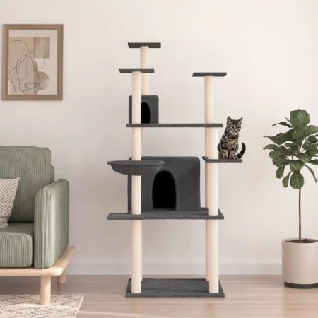 Katzenkratzbaum mit dunkelgrauen Sisalstämmen, 166 cm von vidaXL, Katzenmöbel - Ref: Foro24-171725, Preis: 81,70 €, Rabatt: %