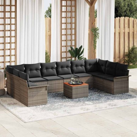 Conjunto de sofá de jardín Manual 11 pcs Gris 55 x 55 x 37 cm