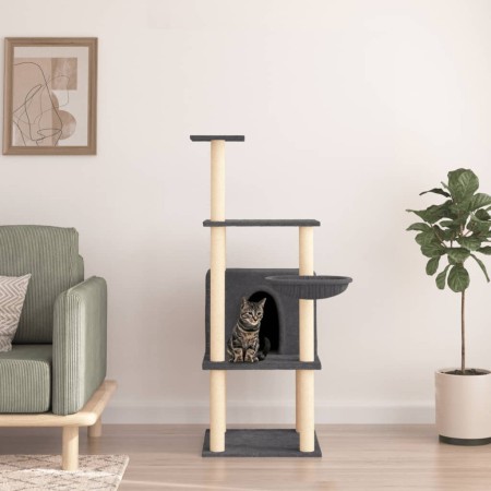 Katzenkratzbaum mit dunkelgrauen Sisalstämmen, 132 cm von vidaXL, Katzenmöbel - Ref: Foro24-171728, Preis: 56,28 €, Rabatt: %