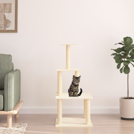 Katzenkratzbaum mit cremefarbenen Sisalstämmen, 111 cm von vidaXL, Katzenmöbel - Ref: Foro24-171732, Preis: 39,93 €, Rabatt: %