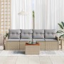 Conjunto de sofá de jardín con cojín 5 pcs Beige y Gris Claro