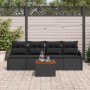 Conjunto de sofá de jardín Manual 5 pcs Negro 55 x 55 x 37 cm