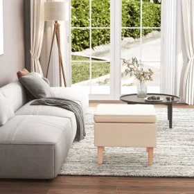 Stool with wooden legs upholstered in cream fabric by vidaXL, Folding stools and chairs - Ref: Foro24-329434, Price: 68,28 €,...