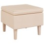 Hocker mit Holzbeinen, gepolstert mit cremefarbenem Stoff von vidaXL, Klapphocker und Stühle - Ref: Foro24-329434, Preis: 69,...