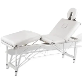 Cremeweißer, klappbarer 4-Körper-Massagetisch aus Aluminium von vidaXL, Massageliegen - Ref: Foro24-110100, Preis: 206,43 €, ...