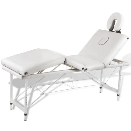 Cremeweißer, klappbarer 4-Körper-Massagetisch aus Aluminium von vidaXL, Massageliegen - Ref: Foro24-110100, Preis: 206,43 €, ...