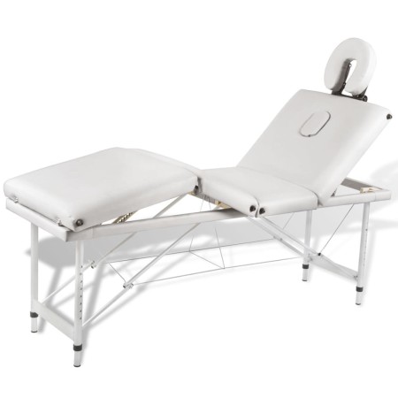 Cremeweißer, klappbarer 4-Körper-Massagetisch aus Aluminium von vidaXL, Massageliegen - Ref: Foro24-110100, Preis: 219,01 €, ...