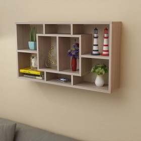 Suspended shelf with 8 compartments in oak color by vidaXL, Shelves and shelves - Ref: Foro24-242549, Price: 46,91 €, Discoun...