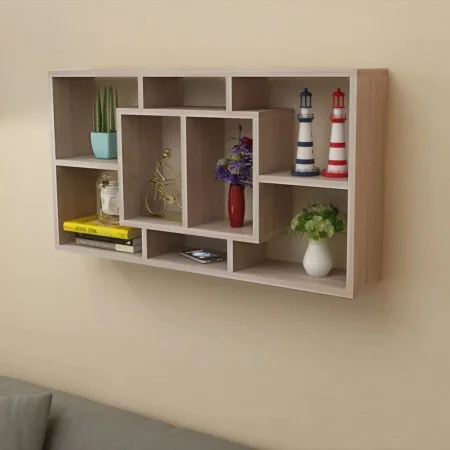 Suspended shelf with 8 compartments in oak color by vidaXL, Shelves and shelves - Ref: Foro24-242549, Price: 45,60 €, Discoun...